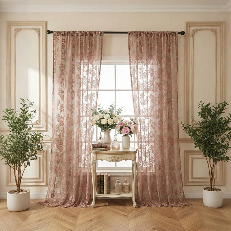 American Floral Lace Sheer Curtains