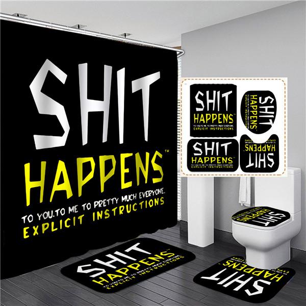 Водонепроницаемый банный костюм с буквенным принтом, душ + крышка, противоскользящие коврики для ванной, ковры, коврики для ванной, экран для купания