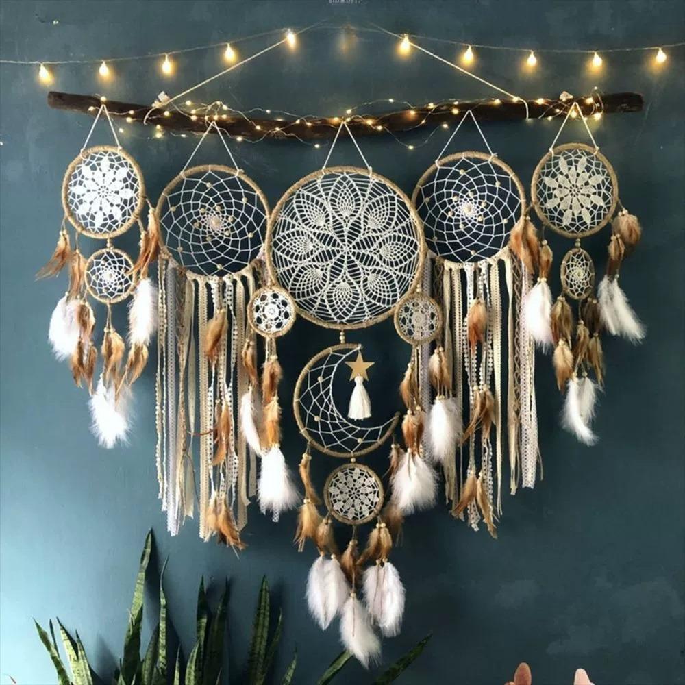 5 Set Wall Decor Large Dream Catchers for Bedroom Adult Boho Dream Catcher Hanging Ornament Teen Dorm Room Decor Festival Gift