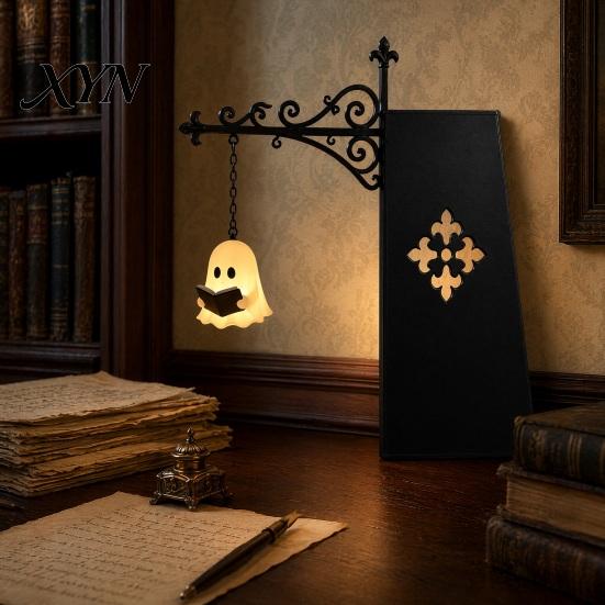 Лампа Декор Темное Фэнтези, Свет для Полки с Книгами-Призраками, Декоративный Фонарь для Библиотеки, Винтажная Лампа для Уголка с Книгами, Освещение Ядра Волшебной Хижины, Лампа для Чтения для