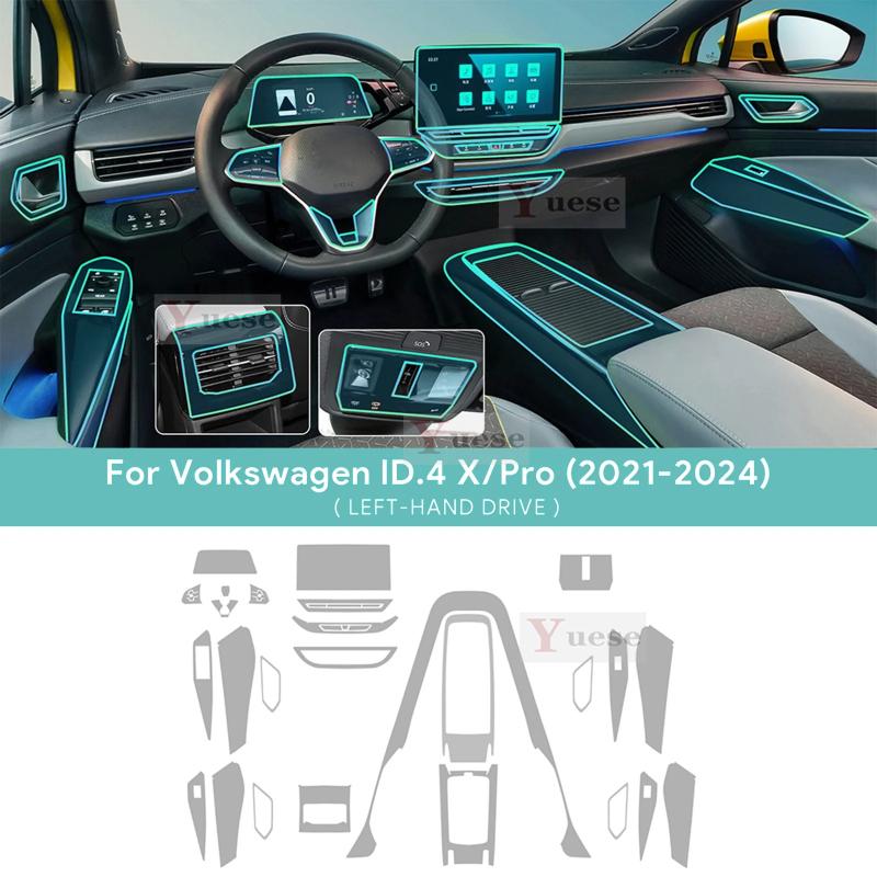 Для VW Volkswagen ID.4 ID4 CROZZ GTX X PRO Аксессуары интерьера Тонкая прозрачная защитная пленка из ТПУ Защитная наклейка от царапин