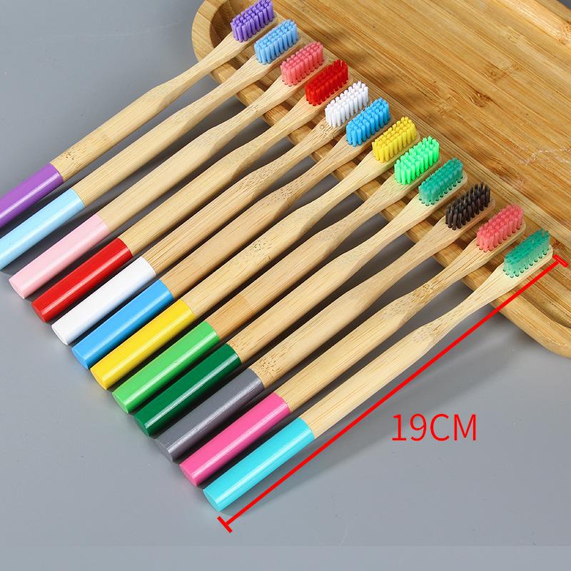 Eco-Friendly Bamboo Toothbrush Set with Colored Charcoal Bristles