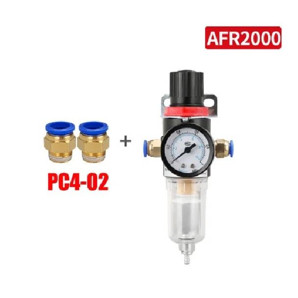 Pneumatic Air Source Treatment Filter AFR2000 Adjustable Pressure Gauge 1/4" Pressure-relief 4mm 6mm 8mm 10mm 12mm Fittings