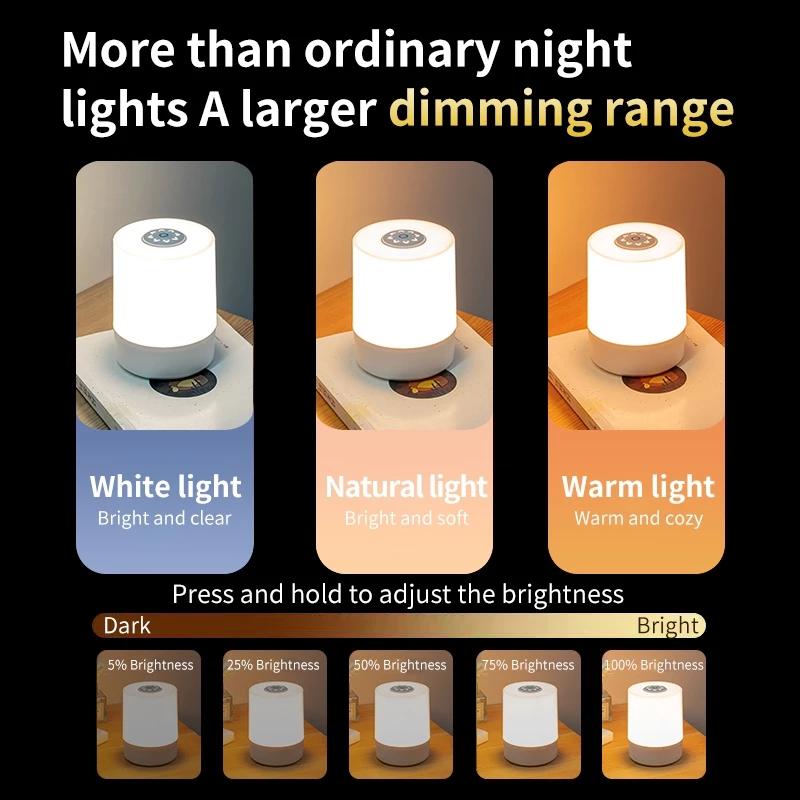 Led Night Lights Touch Bedside Lamp 3-Color Dimmable USB Rechargeable Portable Table Lamps for Bedroom Living Room Office Desk