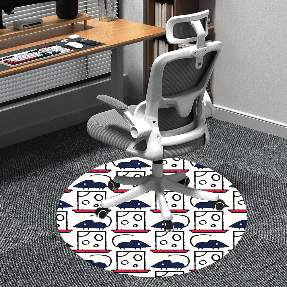 1pc Mouse Cheese Office Round Area Rug, Mat Suitable For Office, Under Office Chairs Bedroom Living Room Home Decor, Room Deco