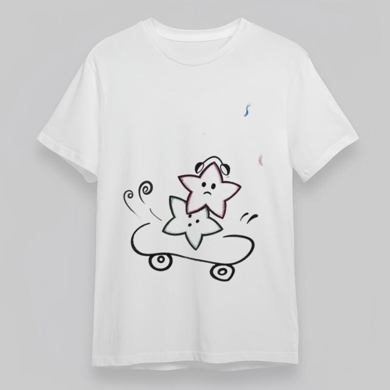 Women's Plus Size Classic T-Shirt Mens Womens Tees Top Cartoon Starfish Skateboard Duo Art Cotton Tee