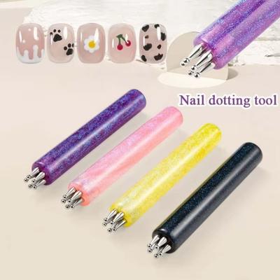 Легкая роспись, ручка для ногтей с цветком, акриловая ручка, инструмент для доттинга ногтей для DIY нейл-арта