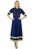 Женщины Синий Анаркали Курти Длинный Flaired Искусственный шелк Курта Индийский Этнический