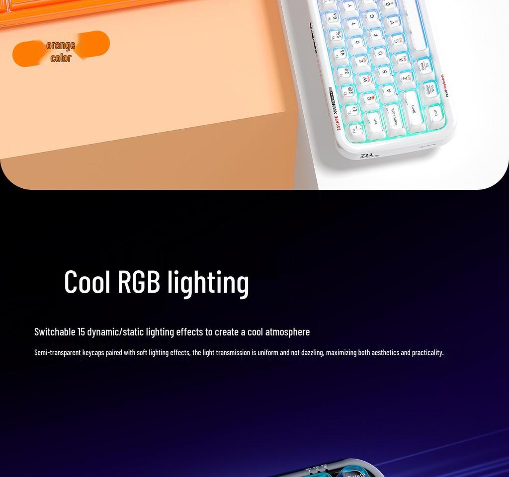 Беспроводная RGB Bluetooth-клавиатура Moffii Skyscraper 711 - Полупрозрачная, Три режима, Стильный дизайн для офисного использования