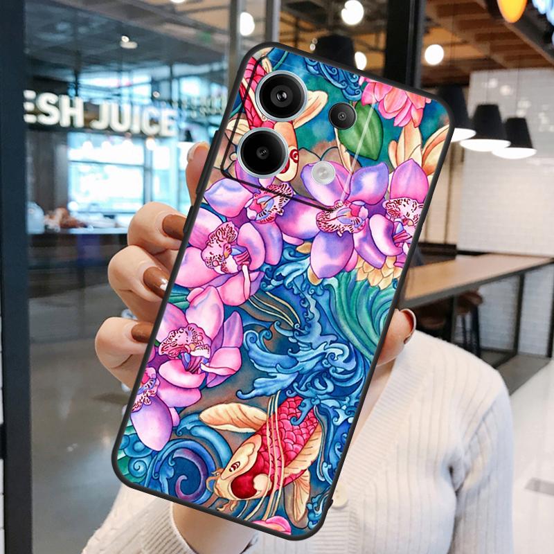 Цветной чехол с цветами орхидеи для Xiaomi Redmi Note 14 Pro 10 11 12 13 15 Pro Plus Redmi 15C 14C 10C 12C 13C 15 Чехол