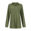 Women's Fashion Casual V-Neck Long Sleeve T-Shirt Solid Color Pullover Top