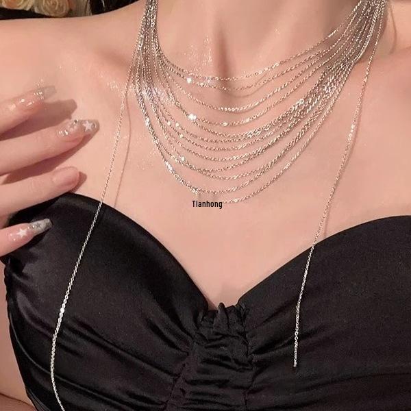 Женское колье-чокер с многослойной кисточкой 2025 года в стиле легкой роскоши - Стильный праздничный аксессуар на ключицу для студенток