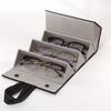 A Portable Folding Glasses Case with 5 Slots, Imitation Leather Travel Sunglasses Storage Case with Snap Closure