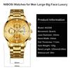 Watches for Man Business Hand Watch Gold Big Face Chronograph Brand Analog Stylish Casual Metal Band Stainless Steel Watch Date Fluorescent Luxury Day