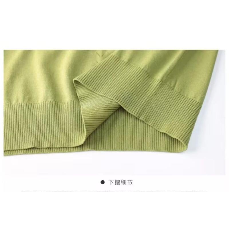 Женская вязаная футболка Летняя футболка для мамы среднего возраста Летняя одежда Футболка с коротким рукавом Женская футболка с V-образным вырезом