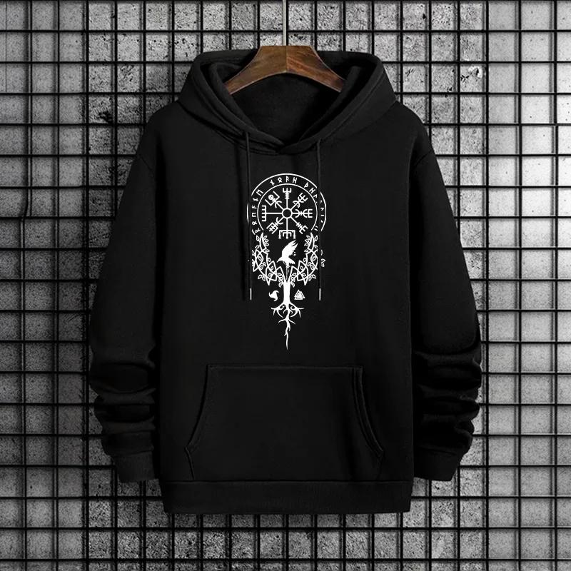 Men's Hooded Sweatshirt Male Trendy Casual Autumn Winter Hoody Ancient Viking Rune Pattern Hoodies 2025 Urban Streetwear Fashion