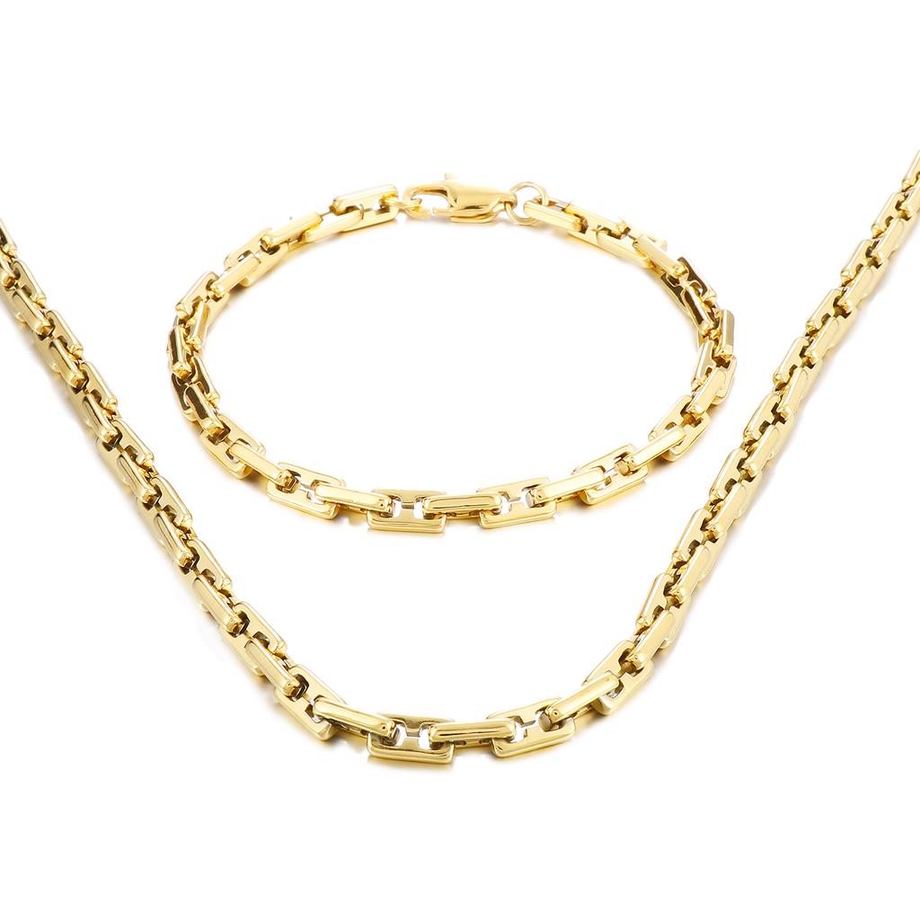 KALEN 5mm 4 Color Geometry Link Chain Bracelet & Necklace Jewelry Set Men Women Stainless Steel 304 Fashion New In Accessories