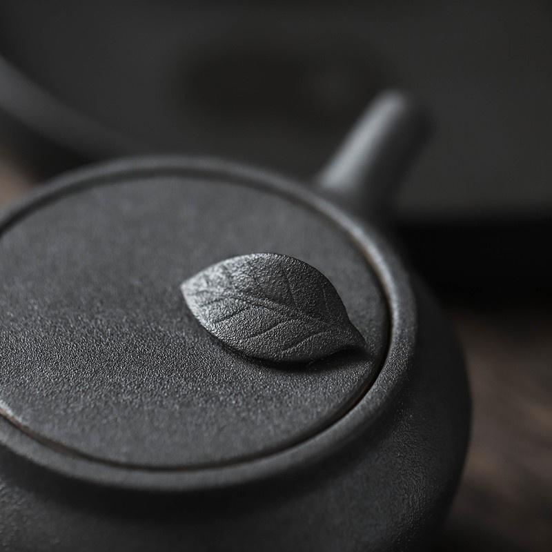 240 мл Керамический чайник с боковой ручкой Черная керамика Ретро Набор для чая Кунг-фу