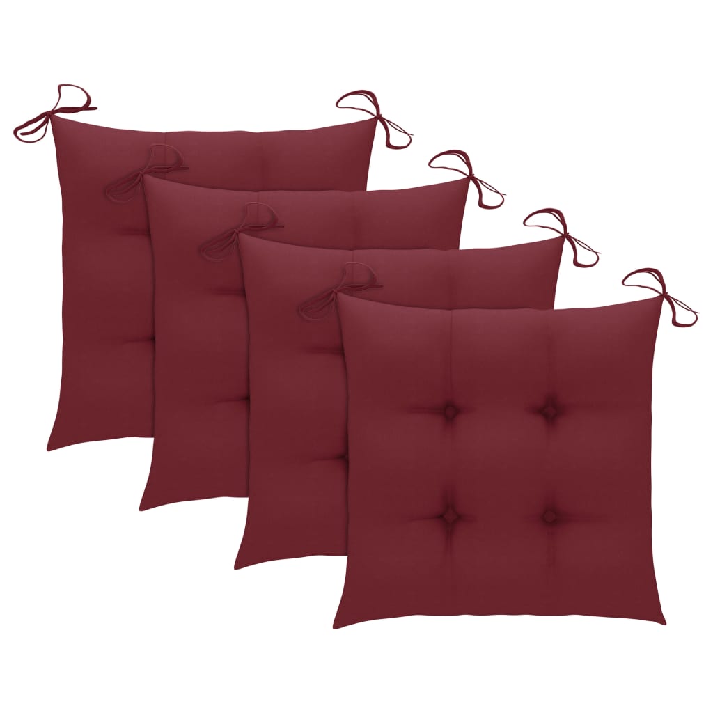 Garden Chairs with Burgundy Cushions 3 pcs Solid Teak Wood