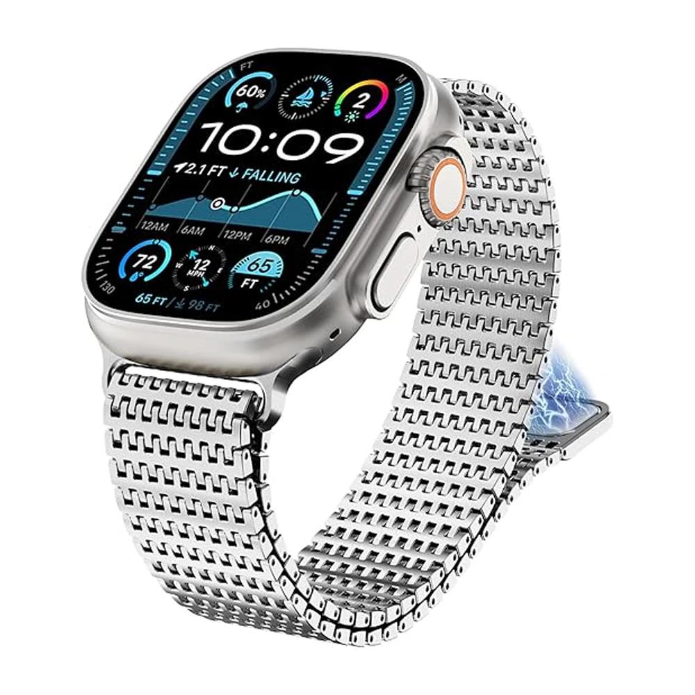 Магнитный ремешок для Apple Watch Ultra 3 2 49 мм 42 46 мм 44 41 45 мм Металлический ремешок-петля Браслет для iWatch Series 11 10 9 8 7 se ultra
