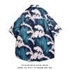Рубашка с короткими рукавами, мужская летняя тонкая рубашка Ruoshuai в гавайском гонконгском стиле, рубашка в стиле ретро с принтом в японском стиле, ледяной шелк