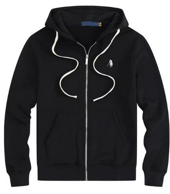 Men's Plush Lined Hooded Sweatshirt, Embroidered Loose Fit, Autumn/Winter Polo Style, Plus Size, RL Design