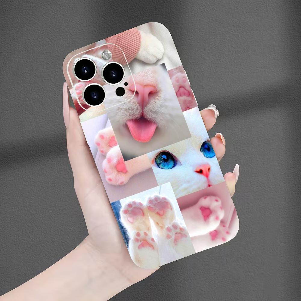 Милый чехол для телефона с рисунком кошки, мягкий, подходит для iPhone 17 16 15 14 13 12 11 Pro/Max/Plus, противоударная задняя крышка