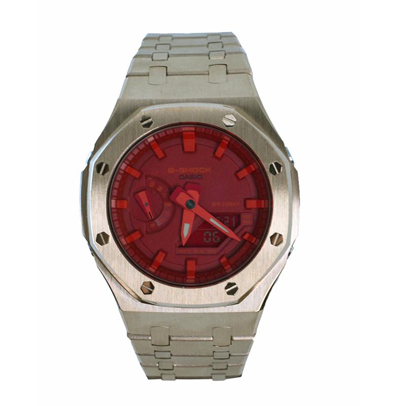 Casio Мужские часы Red Series GA-2100-4A с жидкокристаллическим и аналоговым двойным дисплеем(Watch3--)
