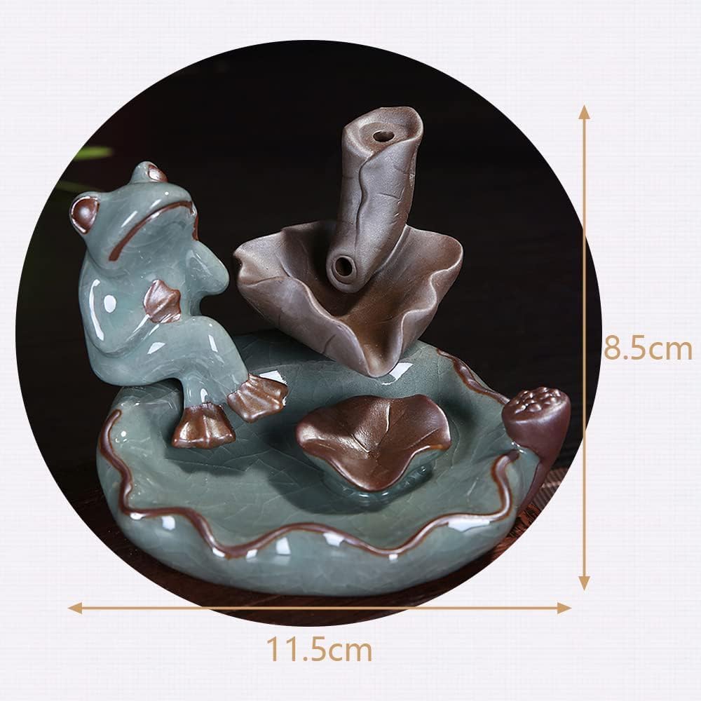 [Ceramic Crafts] Compatible with Backflow and Downflow Incense (Includes 10 Downflow Incense Sticks) - Soothing and Auspicious Ceramic Incense Burner