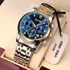 ABORNI Men's Watches Classic Multifunctional Chronograph Original Quartz Wristwatch Moon Phase 24 Hour Waterproof Clock Reloj