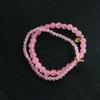 [ Silk Pouch Shopping Bag Free ] 14K Gold Pink Amethyst Raw Stone Bracelet