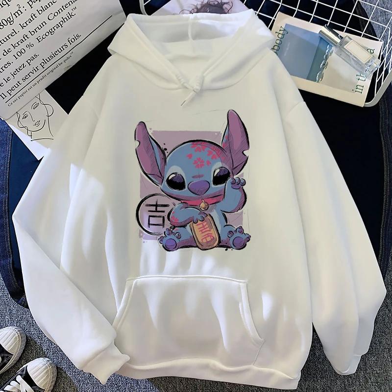 Disney Pattern Women's Sweatshirt Cartoon Cute Lilo Stitch Print Loose Clothing Comfortable Couple Hoodie Autumn and Winter