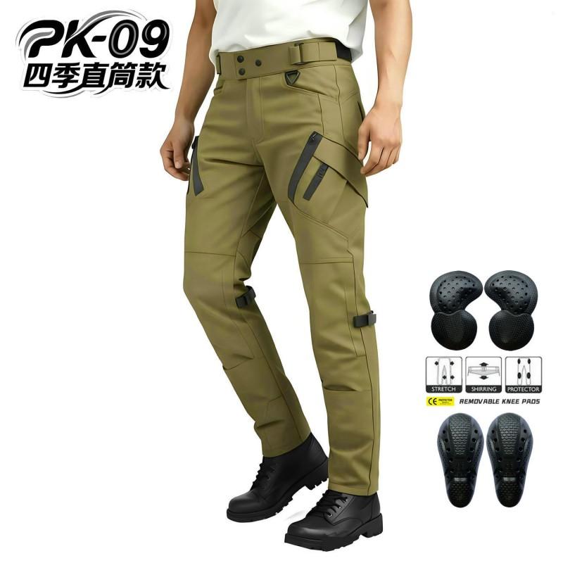 Mens All-Season Motorcycle Riding Pants Waterproof Windproof Breathable High-Waist Protective Gear With CE-Level Impact Padding