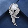 Angel Wings White Feather Brooch Pins Female Trendy Charm Pearl Inlaid Rhinestone Metal Brooches For Women Jewelry Gifts