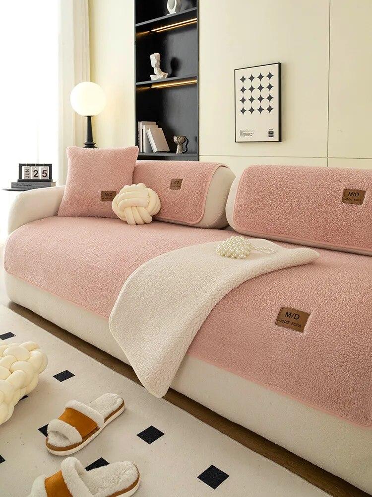 Плюшевая мягкая бархатная подушка для дивана из овечьей шерсти, утолщенная теплая подушка, нескользящая универсальная крышка для дивана для гостиной, подлокотник, спинка, полотенце