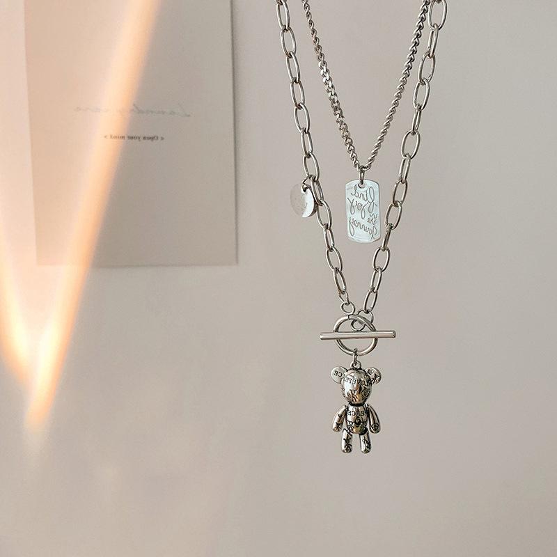 Сладкое крутое ожерелье из титана с двойным слоем: Женская роскошная цепочка для свитера и мужской модный аксессуар