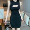Y2K Sexy Hollow Solid Color Women's Rib Wrapped Hip Dress Slim Fit Summer Women's Street Wear