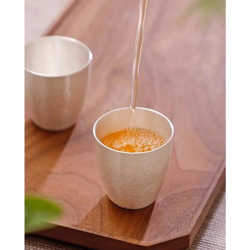 Набор для вина из серебра 999 пробы, кованая вручную маленькая серебряная чарка 1, две чарки для байцзю, серебряные винные чарки, серебряные чарки для байцзю