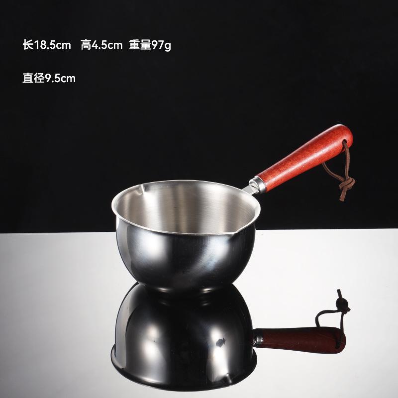 Мини-масленка из нержавеющей стали марки 304 с деревянной ручкой, размер небольшой кастрюли для молока, высококачественная маленькая кастрюля.