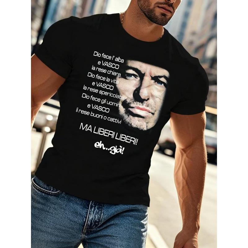 Vasco Rossi Liberi Liberi 2000 Y2K Retro Italian Rock T-Shirt - with an Iconic Logo Printed, This Casual T-Shirt Is Perfect for Concerts And Daily