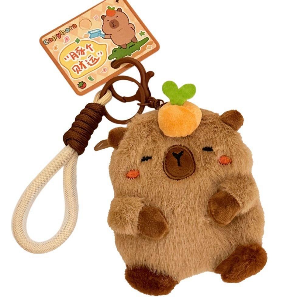 Cartoon Capybara Coin Purse Plush Stuffed Guinea Pig Bag Pendant Funny Plush Doll Keychain  Unisex