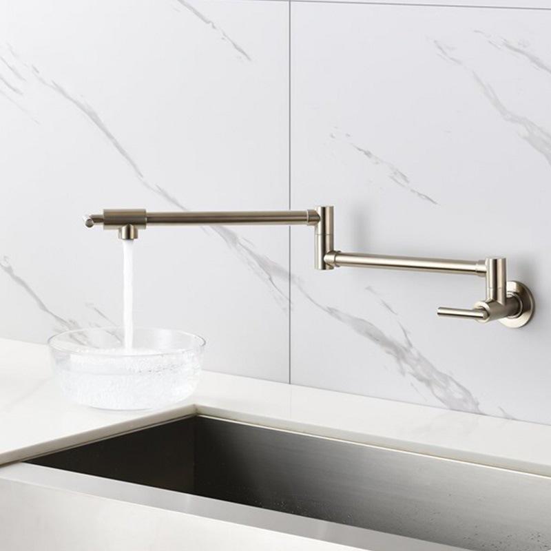 Black Wall Mounted Pot Filler Faucet Swivel Folding Rotary Kitchen Sink Faucet Brushed Gold Single Cooling Sink Tap