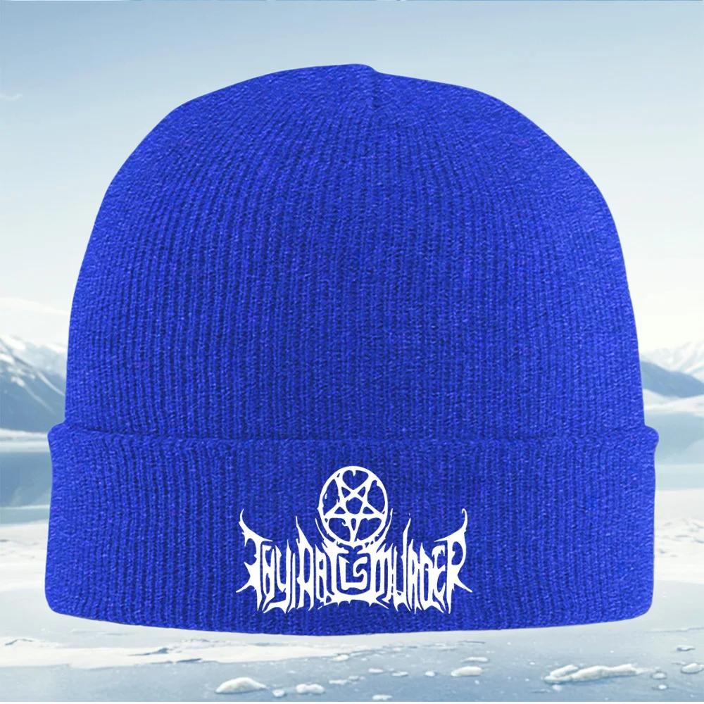 Symbolblack metal style design Knitted Hat Unisex Women Unisex Beanie Pullover Cap Winter Thermal Warm Christmas Outdoor Cycling H