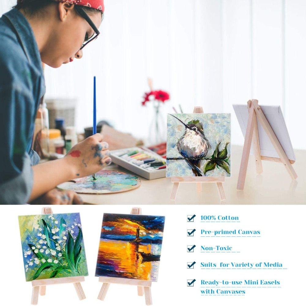 Blank Canvas with Quality Easel Acrylic Painting Canvas Art Painting Supplies Practicing Canvas