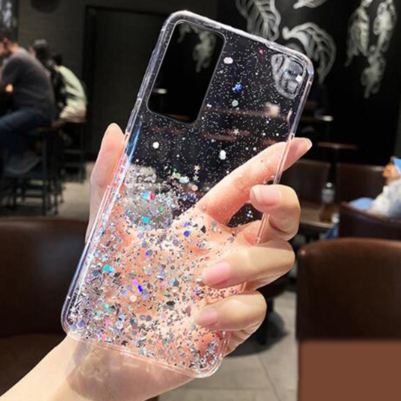 Блестящий силиконовый чехол со звездами и блестками для Samsung S25 Ultra S24 FE S26 S23 S22 Plus A16 A56 A57 A36 A55 A35 A15 A25 A14 5G A26 A17 A37 Сияющий чехол с пайетками