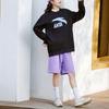Anta Color Block Logo Print Knitted Pullover Casual Sweatshirt Unisex Sweatshirt Black Purple 972418707-4