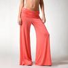 Women's Fold Over Waist Wide Leg Pants Relaxed Fit Solid Color Flare Pants