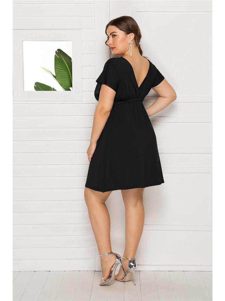 Европейское сексуальное платье без рукавов с V-образным вырезом, эластичной талией, больших размеров