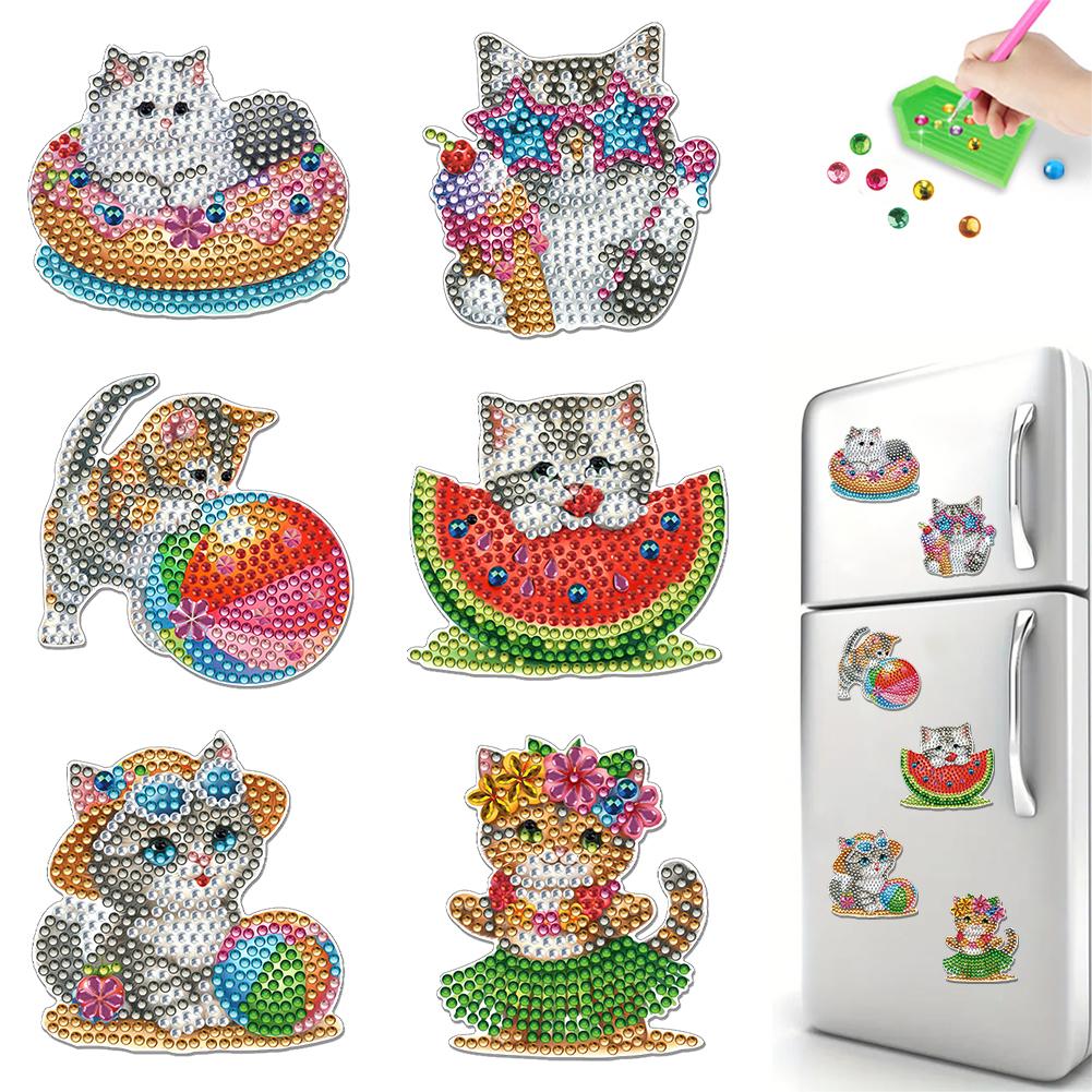 6Pcs Diamond Painting Refrigerator Magnets Fridge Magnets Diamond Art Diamond Art Magnets DIY Art Crafts for Adults Beginners