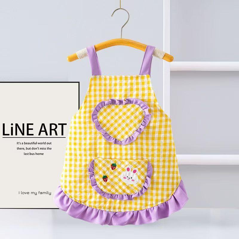 New Medium Large Children's Apron 3 To 6 Years Old Kindergarten Summer Sleeveless Waterproof Dirt-Proof Dressing Baby Eating Bib